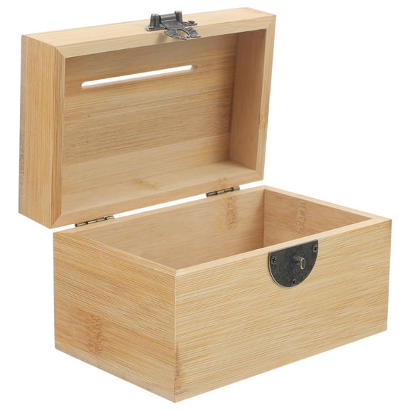 unbranded Bamboo and Wood Piggy Bank Kid Toy Storage Money for Kids Lockers Crate Child