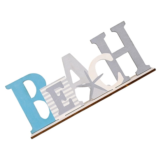 FELTECHELECTR Nautical Theme Decor BEACH Word Shape 1 Set 11.8x7.1in Wooden Ornament