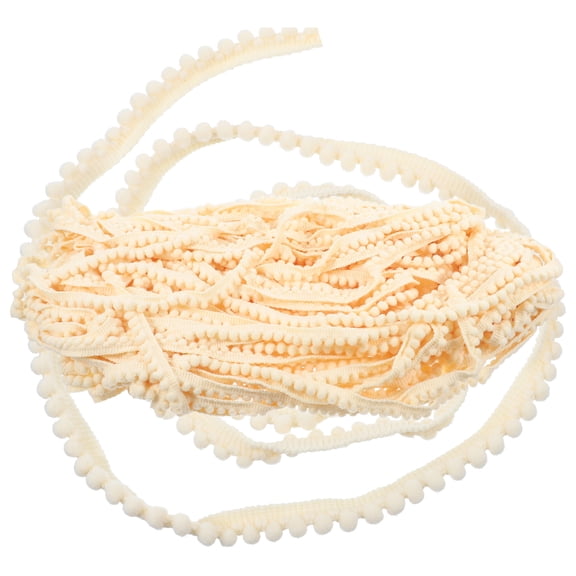 TEHAUX Beige Decorative Fringe Pom Pom Trim Ribbon for Crafts Sewing and Home Decor, 1 Piece