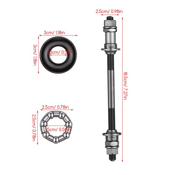 Oecoator Bicycle Rear Axle 180mm Steel Axle For Mountain Bikes Grey Easy Installation
