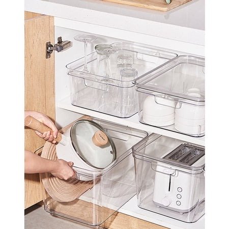 MOKKHNB Stackable Rectangular Storage Organizer Container 1 Pack 14.2 x 10.6 x 5.5 Inches