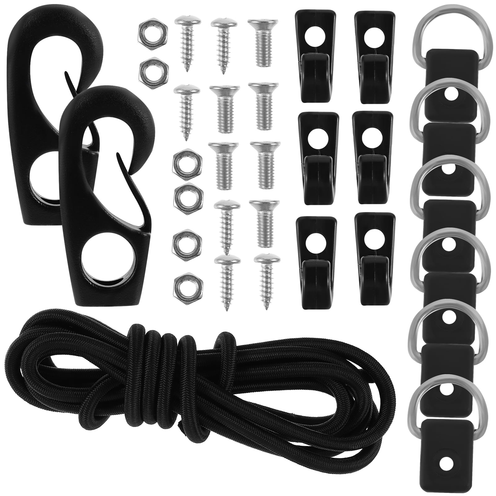 unbranded Boat Dock Rope Yacht Tie Hook Ropes Bungee Cord with Hooks Black