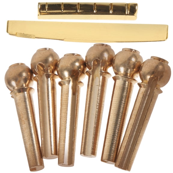 unbranded Bone Bridge Pins Guitar Saddle Set Guitar String Fastener 7.2x0.78x0.3cm Golden