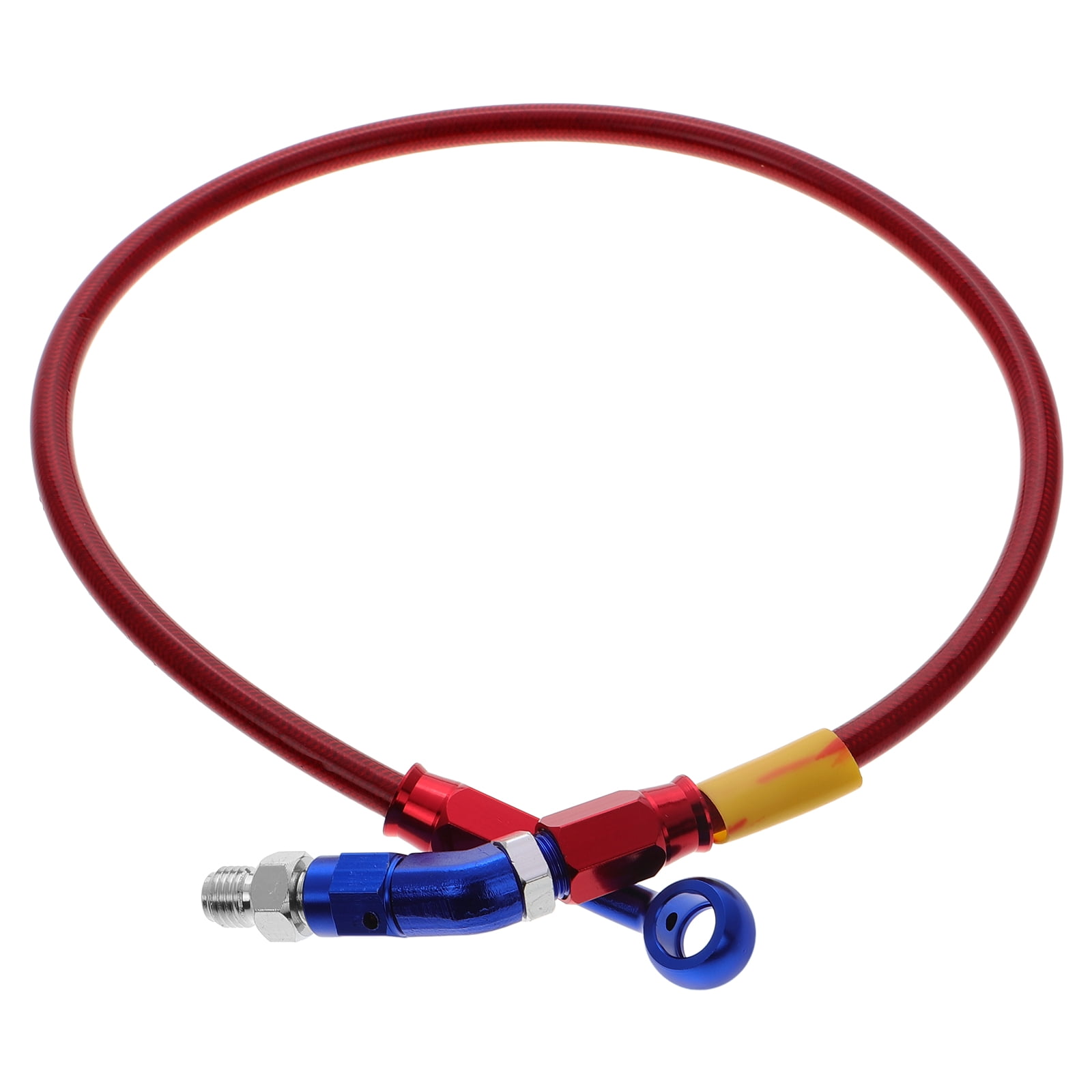 Motoforti 55 Inch Motorcycle Braided Brake Line - 10mm, 28 Degree Banjo, Black Silicone & Stainless