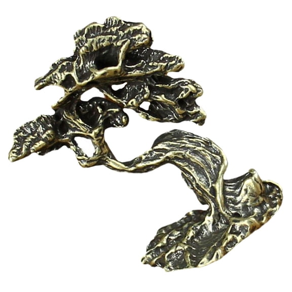 Golden Brass Pine Figurine for Home Decor with Quality and Unique Design 3.5 Inches