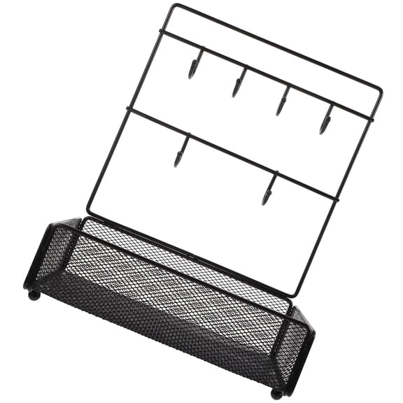 unbranded Multifunctional Iron Storage Rack Hook Valet Mount Wall Mounted Clothes Keys Black