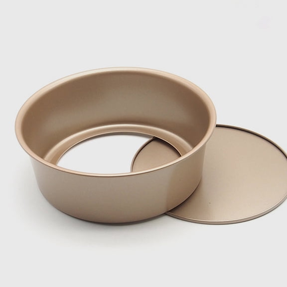 TEHAUX High Carbon Steel Deep Cake Tin Rose Plated Gold Nonstick Round Pan with Removable Base