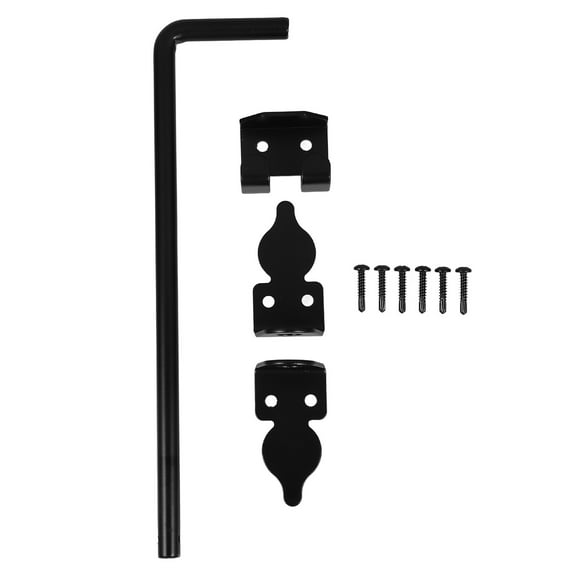 Heavy Duty Cane Bolt Gate Drop Rod Hardware Ground Latch for Wood Vinyl Metal Fences Gates Double Doors Black Solid Steel