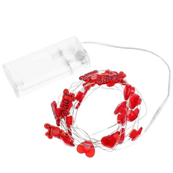 Worgeous Red Heart Shaped LED String Lights for Romantic Room Decor Copper Wire Valentine's Day Home Decoration 6.56 Feet