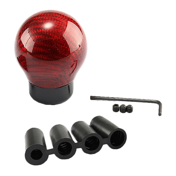 COMPUKAS Red Round Gear Knob for Car Made of Carbon Fibre and Aluminium Alloy Universal Shifting Accessories