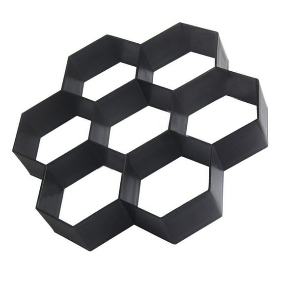 Milisten Black Hexagon Garden Path Maker Mold Plastic Paving Brick Mould for Outdoor Walkways