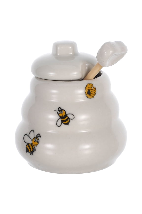 Ceramic Honey Pot With Bee Pattern Honey Jar With Lid Honey Bee Pot Porcelain Honey Jar Cookie Jar Salt Dish Sugar Bowl With Lid