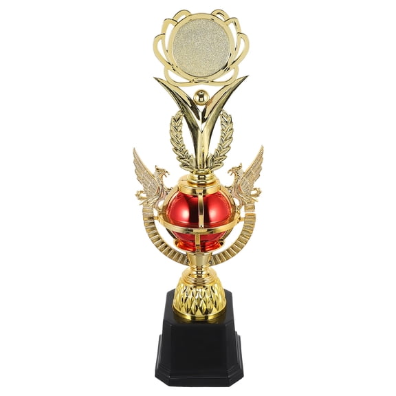 Durable Plastic Kids Trophy for Competition and Rewards Red Color 1pc Small Size