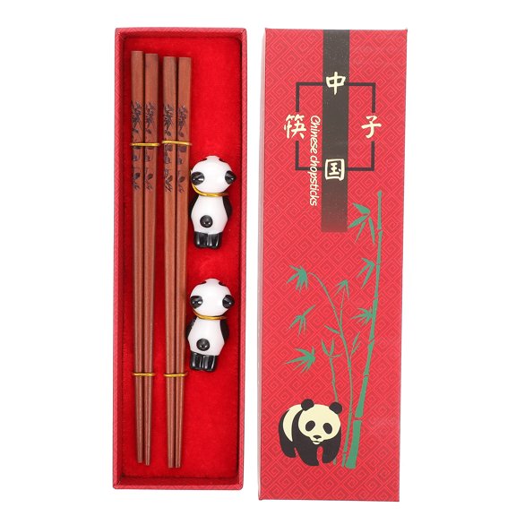 Panda Chopstick Rest Set with Japanese Style Chopsticks - Healthy Kitchen Utensils for Dining and Tableware