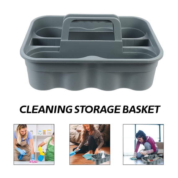 unbranded Cleaning Basket Toolbox Organized Cleaning Supplies Cleaning Bucket Cleaning Tool Carrier Plastic Grey 38.5X27.5CM