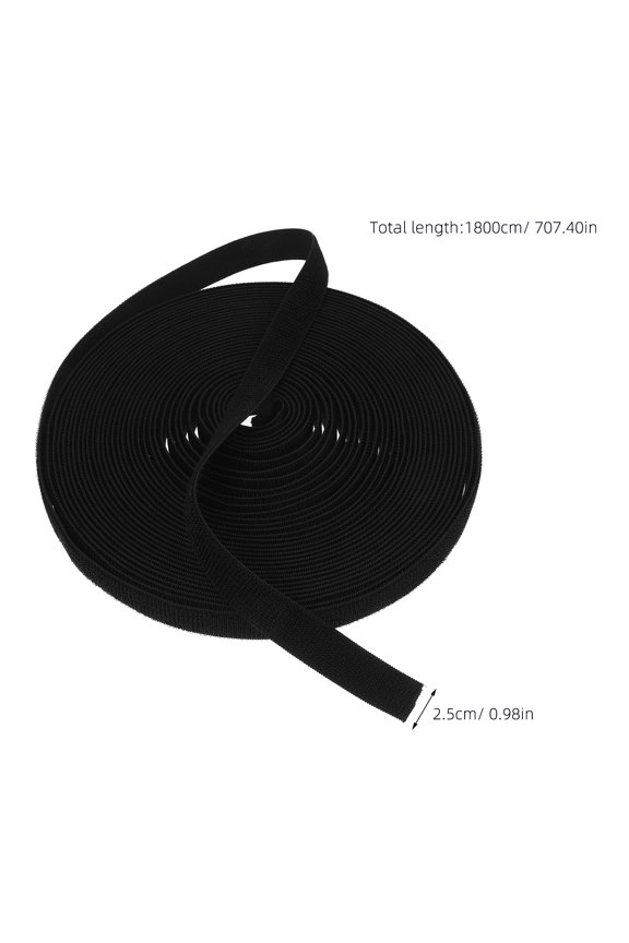 Black Elastic Hook and Fastener Strap for Crafting Projects, 20 Yards and Flexible Material