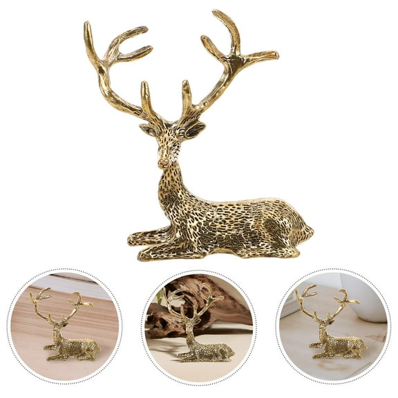 unbranded Creative Elk Ornaments Elk Figurine Brass Vintage Style Desk Ornament Office Decor 1Pcs
