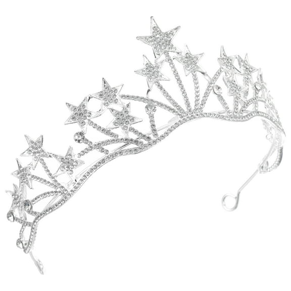 OUNONA Star Shaped Bridal Crown Headdress in Silver for Parties 1Pack