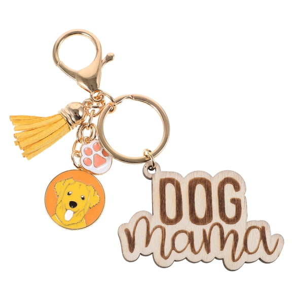 WRISTBIQUE Pet Keychain Tassel Dog Mom Keychain Multi-colored Wood 1Pack