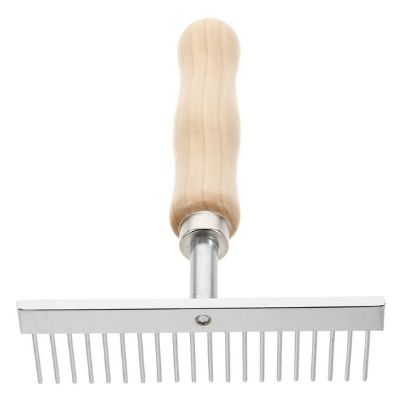 Stainless Steel Dematting Brush and Rake Comb 1 Set Pet Grooming Tool for Horse Deshedding with Wooden Handle