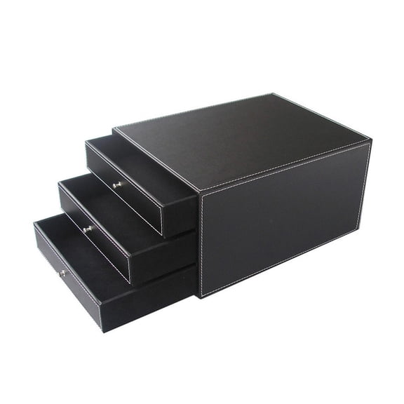 FONDOTIN Black Desk Drawer Cabinet with Fine Workmanship, A4 Size Storage Organizer, 1 Piece for Office and Home