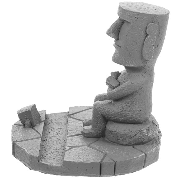 unbranded Desktop Statues Sculpture Stands Moai Statue Holder 8.5X7.6X7.6CM Grey