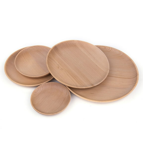 PAMINGONO Dinner Plates Round Wooden Plate Light Brown 1Pack