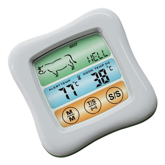 Masteelf 1Set Thermometer for Cooking Grilling Baking Stainless Steel Abs Plastic Rectangular Screen