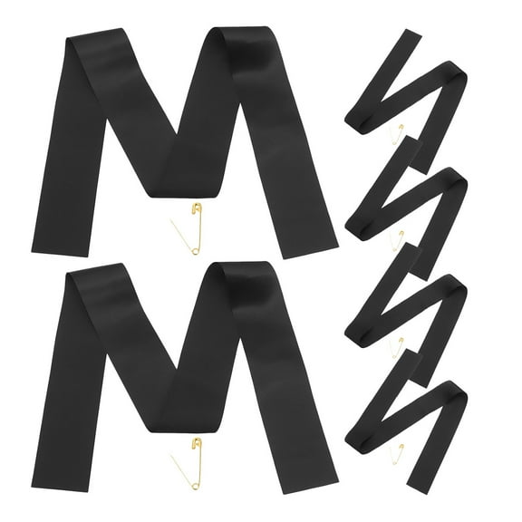 TEHAUX Black Wedding Sashes for Bridal Shower, Party Decorations, Cloth Ribbon Accessories for Weddings and Events