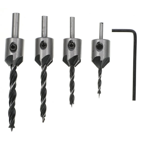 ROMANSENTIAL 1Set Steel Countersink Drill Bit Set for Woodworking with Tapered Design Assorted Color