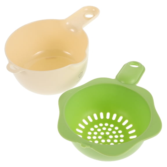 unbranded Dual-Layer Flower Strainer Basket with Handle Plastic Small Fruit and Vegetable Washer Strainer Kitchen Sink Colander Multifunctional Drain Basket for Kitchen