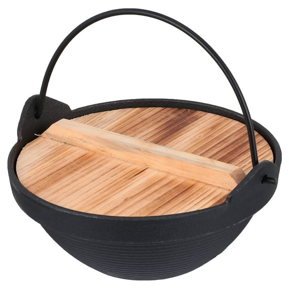 Luxshiny Camping Pots Cast Iron with Lid Black 1Set 6.7X6.7X2.8In