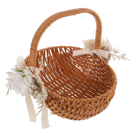 KHBUAB handheld baskets Simulation Rattan Basket Multi Storage Holder Practical Design 1Pack