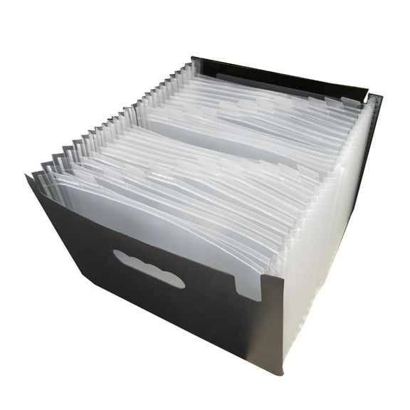 Portable Expanding File Folder with 24 Pockets, Large Capacity Document Organizer, Lightweight and , White