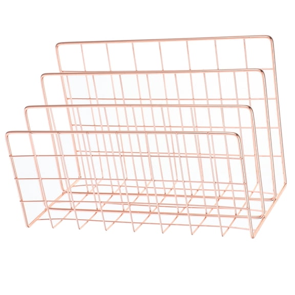 unbranded  File Storage Rack Folders Modern Shelving Paper Organizer Desktop Bookshelf Office Golden