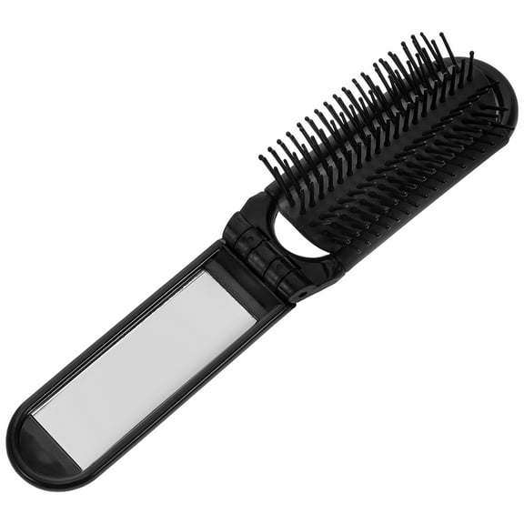 unbranded  Comb Mirror Set Folding Brush with Hair Hairbrush Man Travel Black