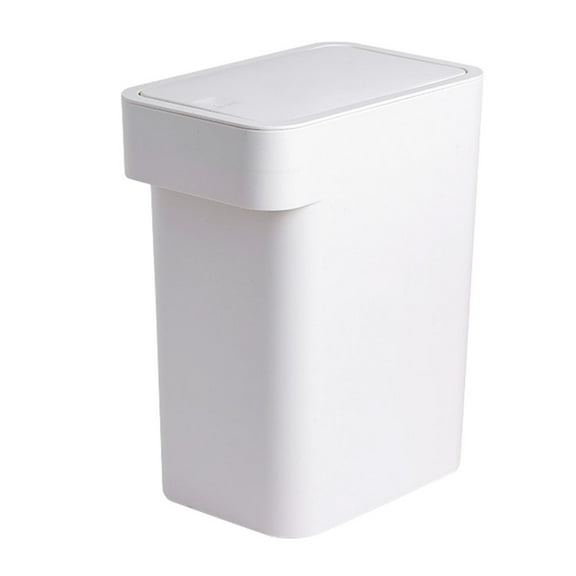 unbranded Push-type Trash Can with Lid Garbage for Bathroom Trashcans White