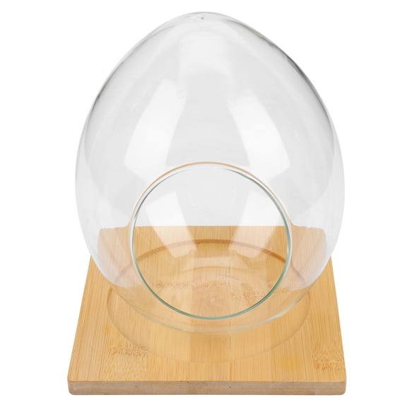 Glass Landscape Terrarium with Wooden Base, Miniature Bottle Planter for Home Decoration and Artificial Plant Display