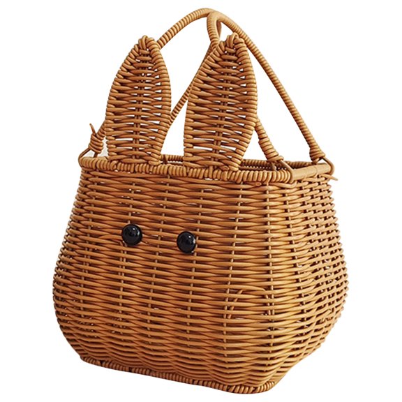 KHBUAB Handwoven Light Brown Rattan Basket for Flower Arrangement and Home Storage
