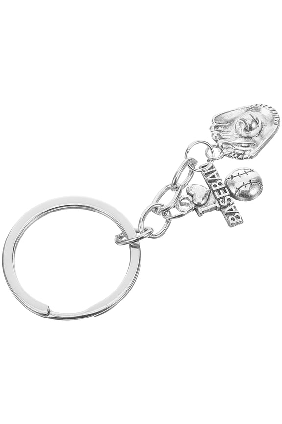 Silver Zinc Alloy Softball Keychain for Hanging Keys Decorative Pendant 3 5 Inches