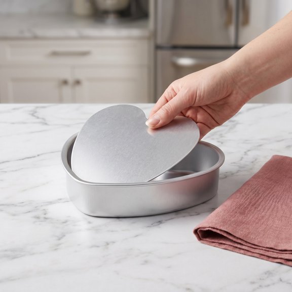 OUNONA Heart-Shaped Nonstick Aluminum Cake Pan for Baking Cakes, Desserts, and Bakeware