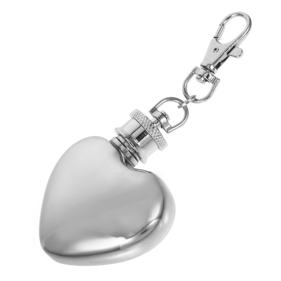 unbranded Heart Wine Pot Keychain Flask Water Bottles Pouches Flasks Travel Silver