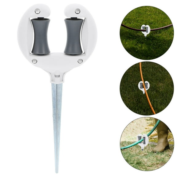 OUNONA White ABS Iron Garden Hose Guide Holder for Outdoor Watering Plants, Decorative Hose Guide, 1 Piece