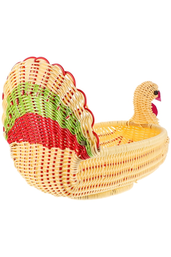 Imitation Rattan Fruit Serving Basket Turkey Shaped Basket Vegetable Basket Woven Basket for Thanksgiving