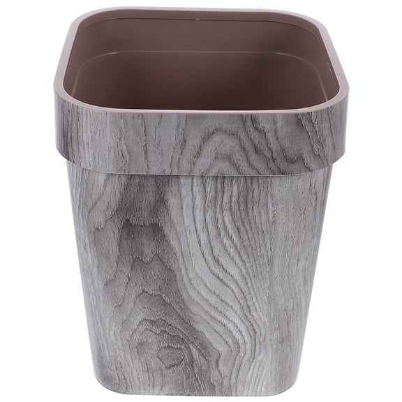 unbranded Imitation Wood Grain Waste Basket Rubbish Can Office Plastic Trash Can Bathroom Waste Bin