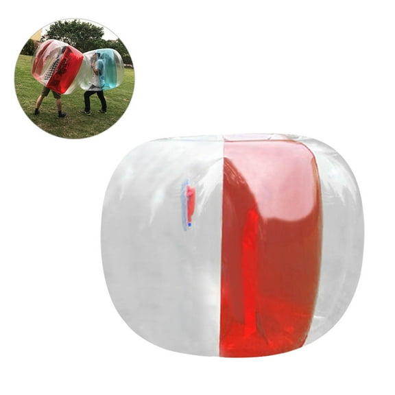 unbranded Inflatable PVC Bumper Ball Outdoor Fun Collision Ball Blow Up Body Bubble Ball Sports Game Prop for Adults (Transparent and Red)