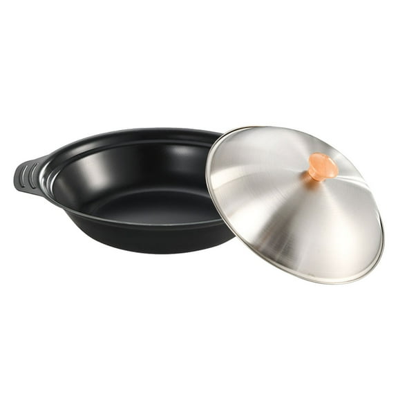 unbranded Iron Sukiyaki Hot Japanese Style Soup Pot Seafood Pot Pasta Pot with Lid Round Cooking Pot Cooking Wok Double Handle Cooking Pot