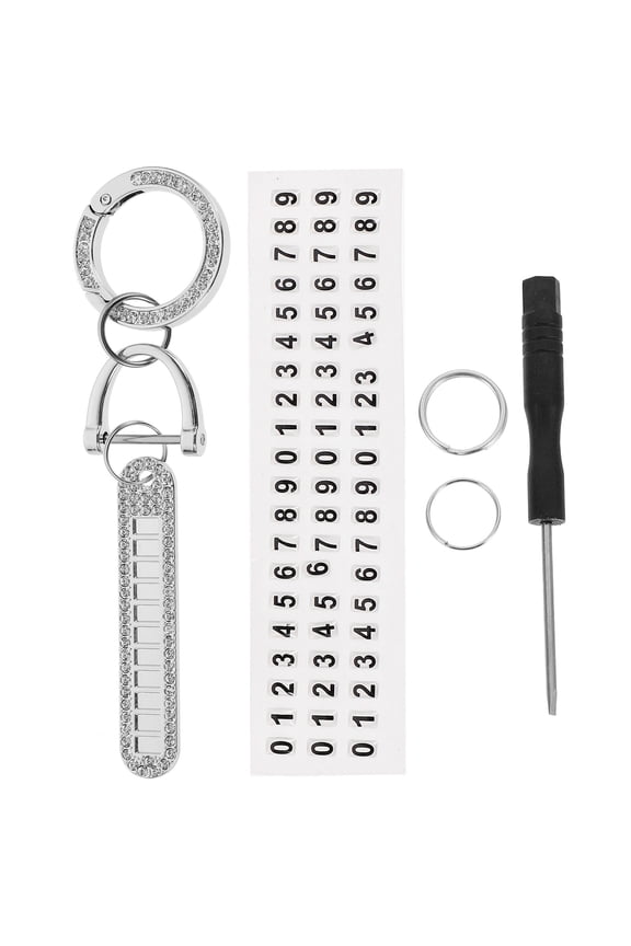 OFFIGAM Silver Rhinestone Keychain Ring Car Model Pendant for Men Women Elderly Daily Use Gift Giving 4.31.41in