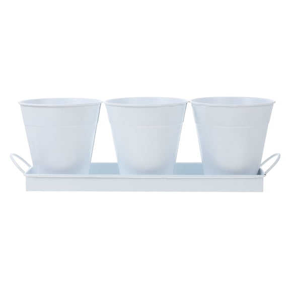 unbranded Kit Tin Bucket Flower Pot Decorative Gardening Pots 35X11.5X10.5CM White