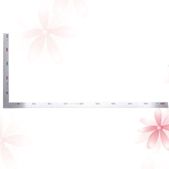 HOOWIFFY Precision Woodworking Ruler L-square 90Angle Ruler Silver Measuring for Home Use 1Set